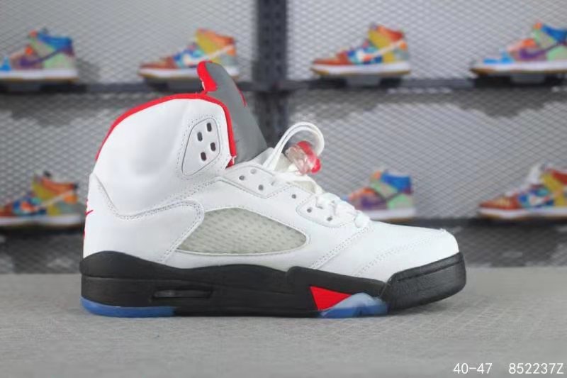 2020 Air Jordan 5 Retro White Red Black Blue Shoes - Click Image to Close